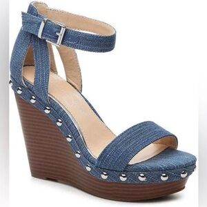 Born Blue Denim Wedge Sandals